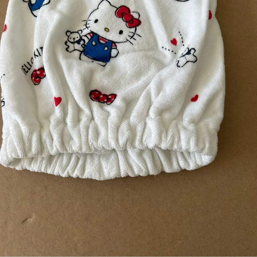 Sanrio Hello Kitty Cap Towel Bear Series Adult Size Dry Hair Towel Red Bows Pom